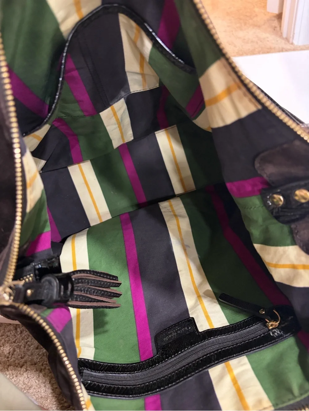 kate spade Dark Brown Suede Hobo with Tassel